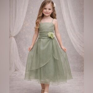 Sage green flower girl dress